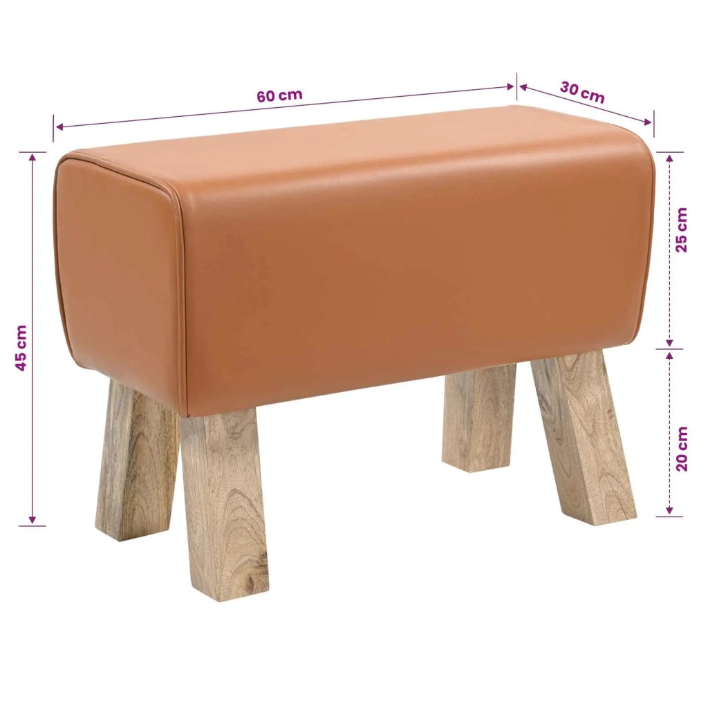 panca 60 x 30 x 45 cm Pelle Vera Marrone 42042104