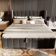 Letto matrimoniale imbottito contenitore 180x200 cm grigio