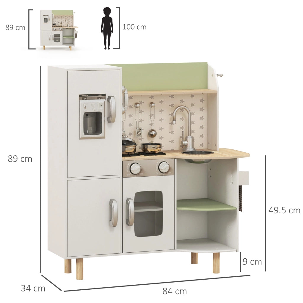 Casetta da Cucina per Bambini in Legno con Lavello e Accessori ¨C Zephmum ¨C Bianco 84x34x89 cm