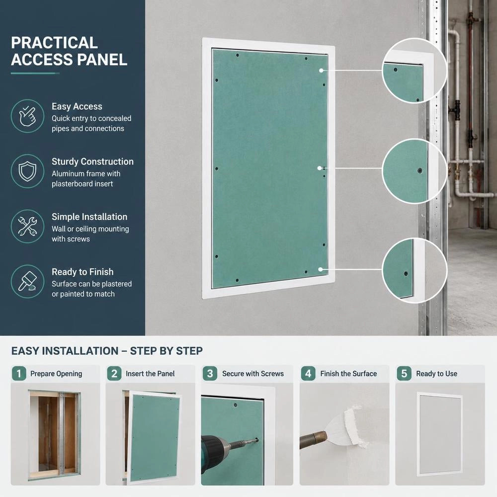 Inspection Hatch With Aluminium Frame And Plasterboard Insert 300x600 Mm