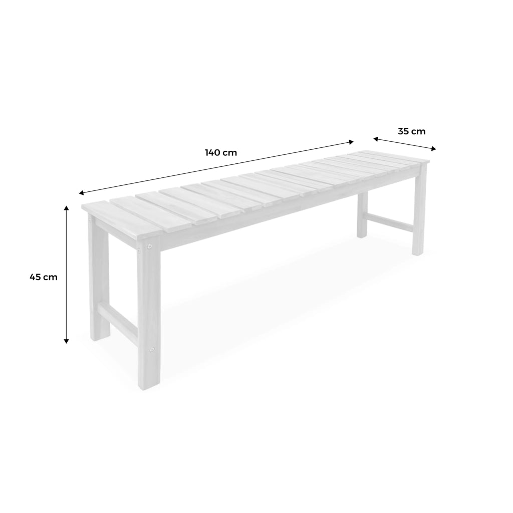 Panca in acacia e legno chiaro, 140cm, marrone naturale