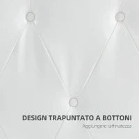 Testiera Letto Matrimoniale Imbottita con Design a Bottoni, in Pelle PU e MDF, 160x7x120 cm, Bianco