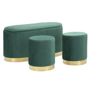 Panca con Portaoggetti VKH876, Verde, Poliestere, 80x37x42 cm