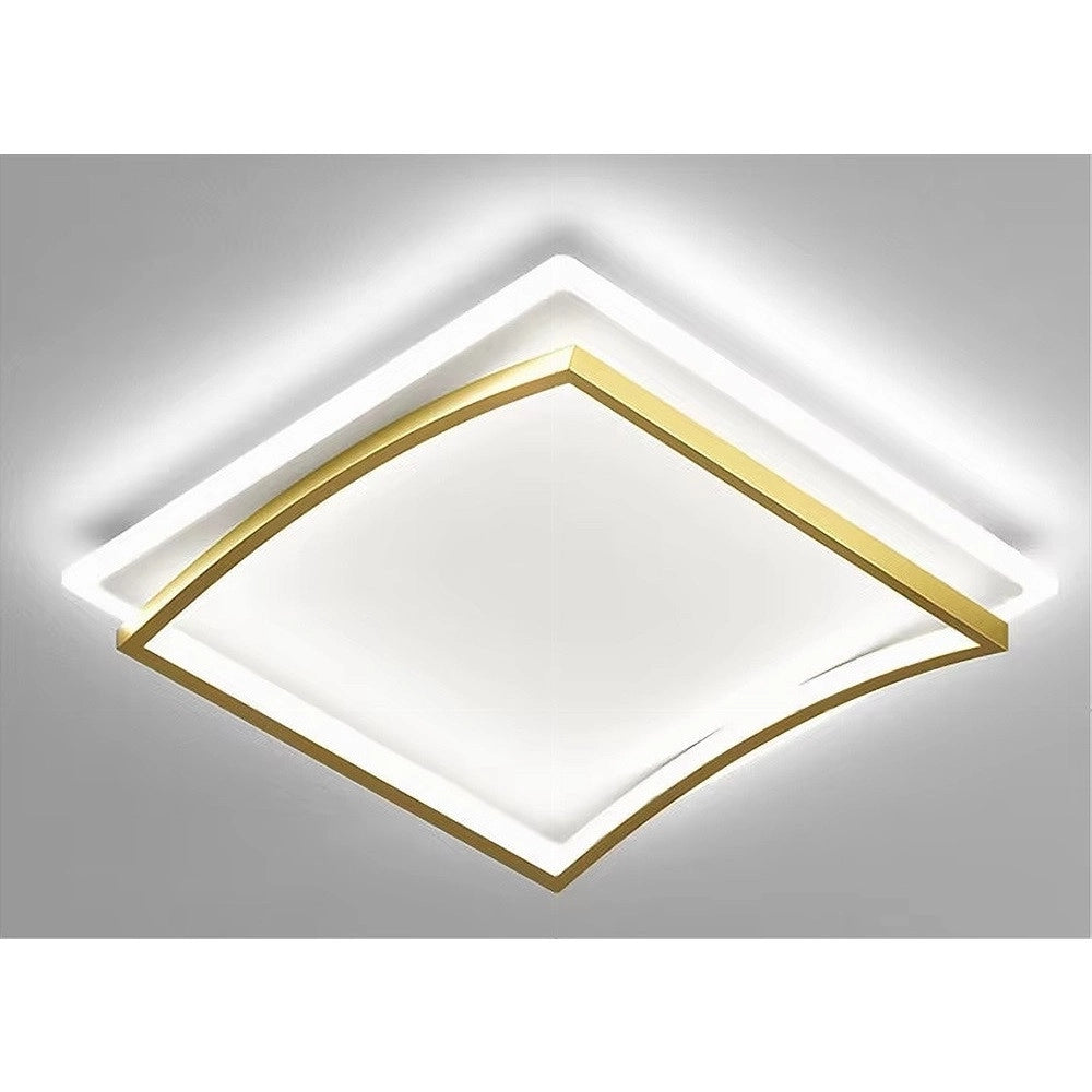 Trade Shop - Plafoniera Led 48w Quadrato Bianco Oro Design Moderno Soffitto Luce Fredda 71523 -