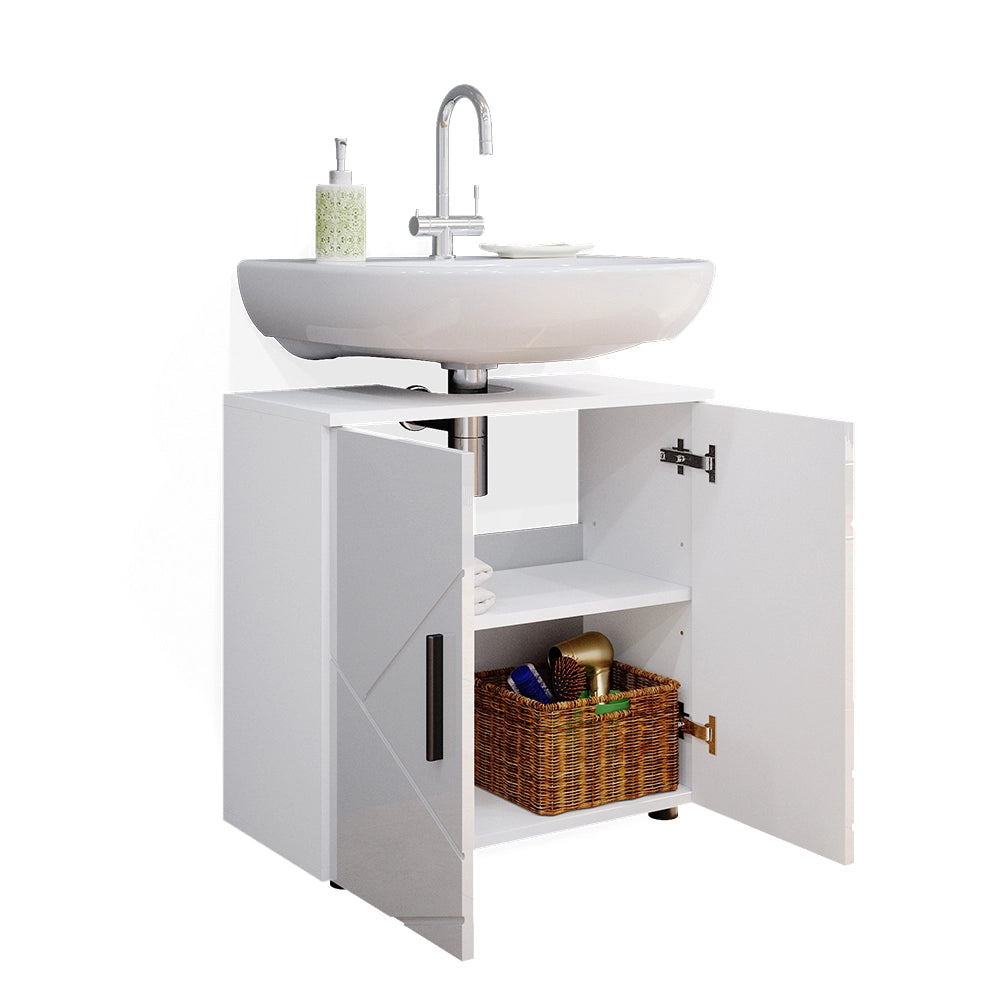 Set di mobili da bagno Irma Bianco lucido 2 parti, con colonna Vicco
