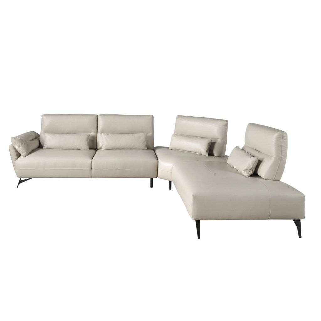 Divano chaise longue destro in pelle sabbia
