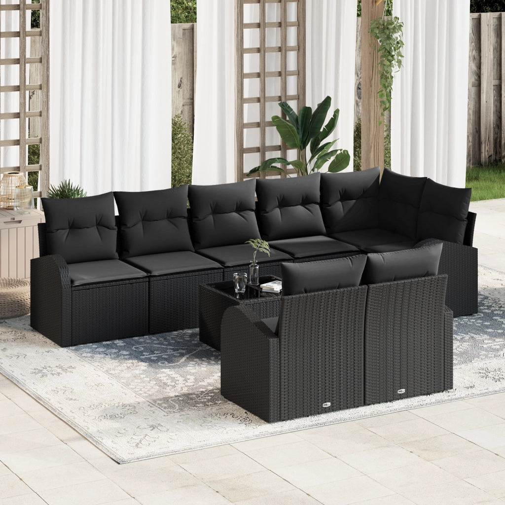 Set di divani da giardino a 9 pezzi con cuscini Beige Rattan