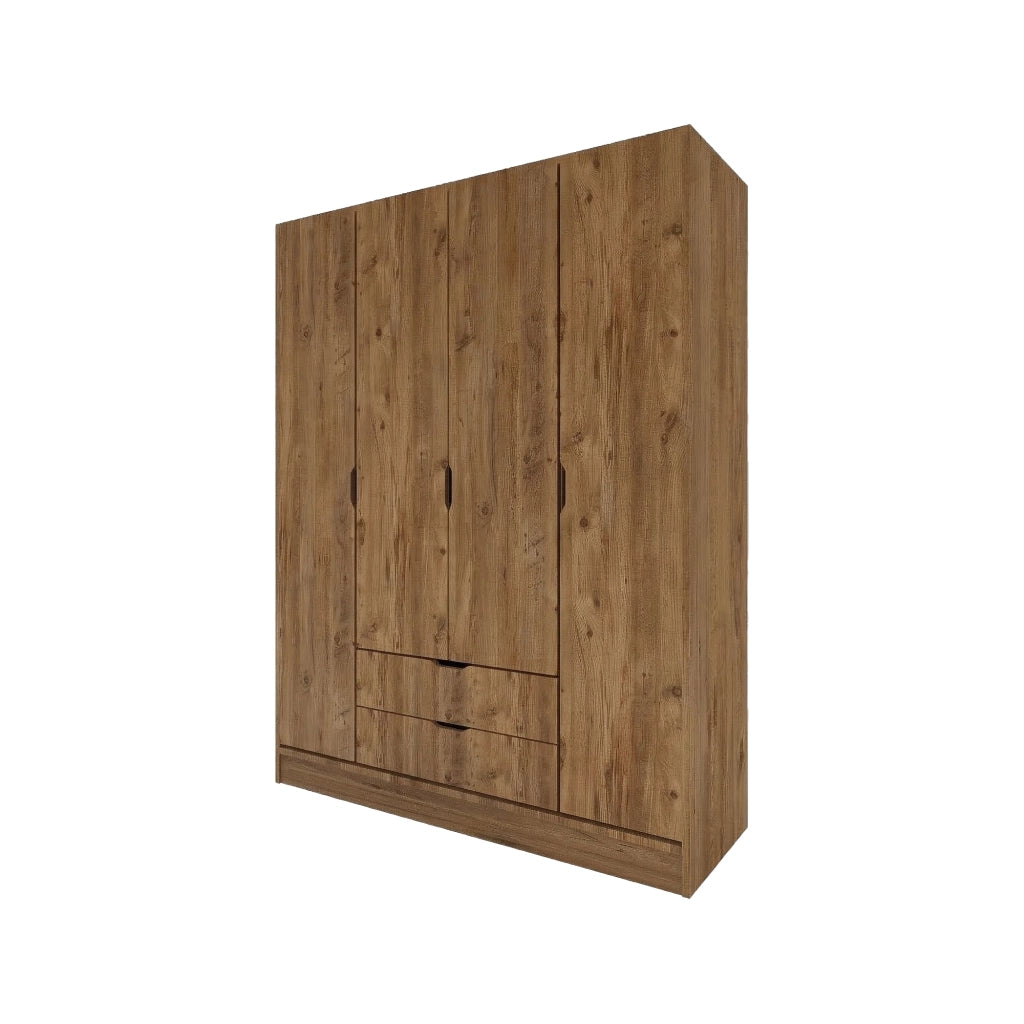 Armadio Camera da Letto Paterno, Guardaroba Grande Appendiabiti, 140x182h cm Marrone Noce