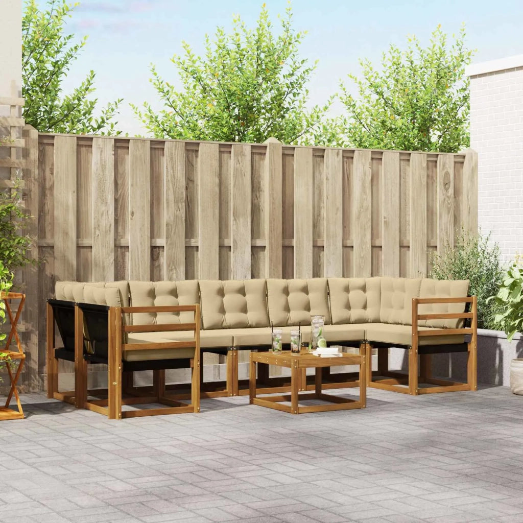 Set di divani da esterno con cuscino 8 pcs Naturale e Beige 3368488