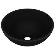 Lavabo da bagno rotondo 32,5 x 14 cm in ceramica nero opaco 02_0002717