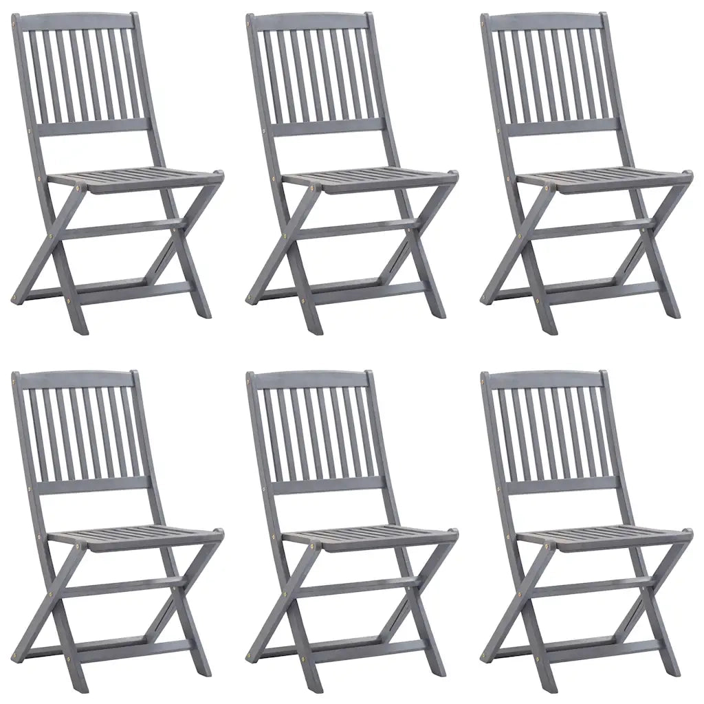 Sedie da Giardino Pieghevoli 6pz con Cuscini in Massello Acacia 3065437