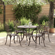 Set da Pranzo da Giardino in 5 Pezzi in Alluminio Fuso Color Bronzo
