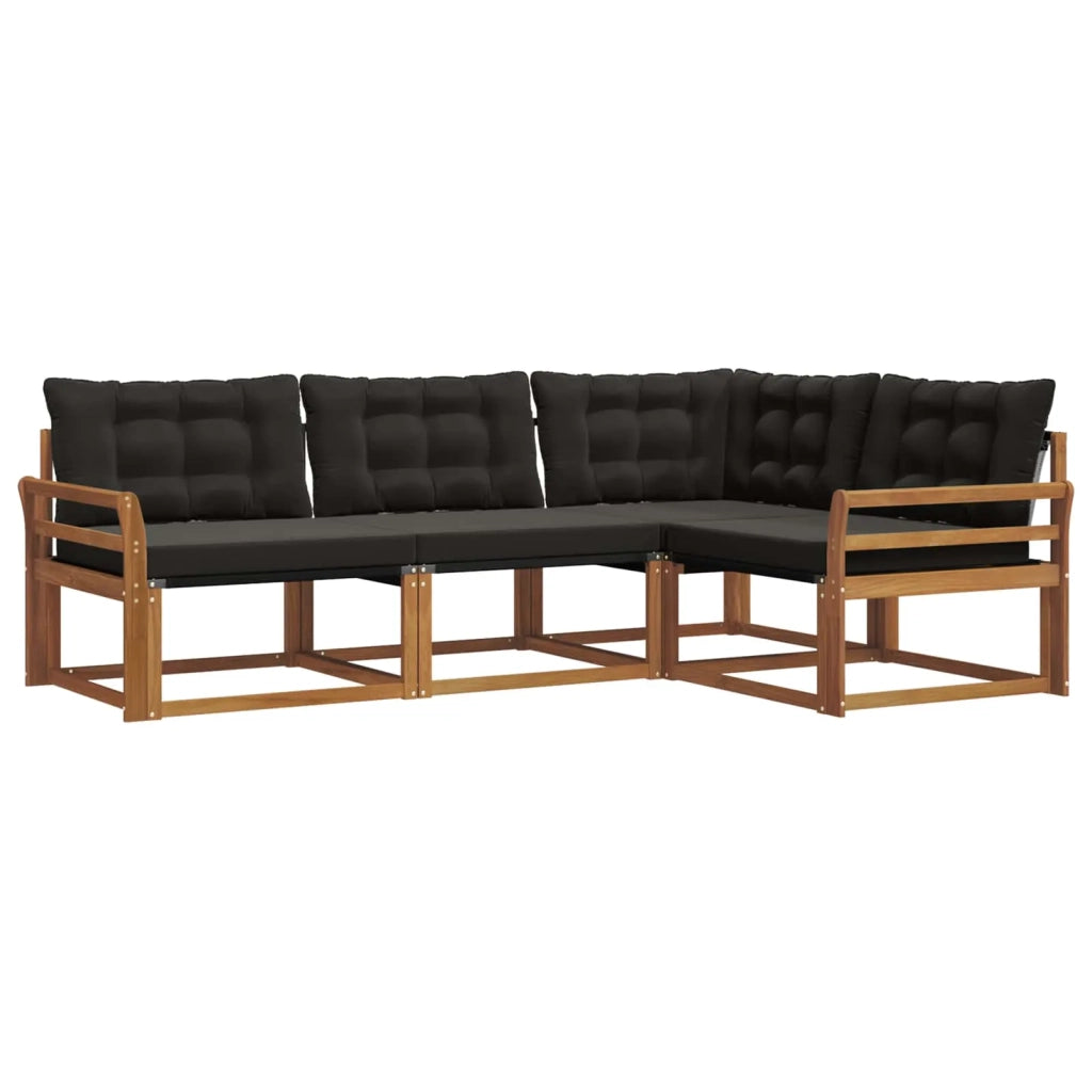Set di divani da esterno con cuscino 4 pcs Naturale e Nero 3369411