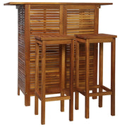 Set Tavolo e Sedia da Bar 3 pz in Legno Massello di Acacia CFW9250766