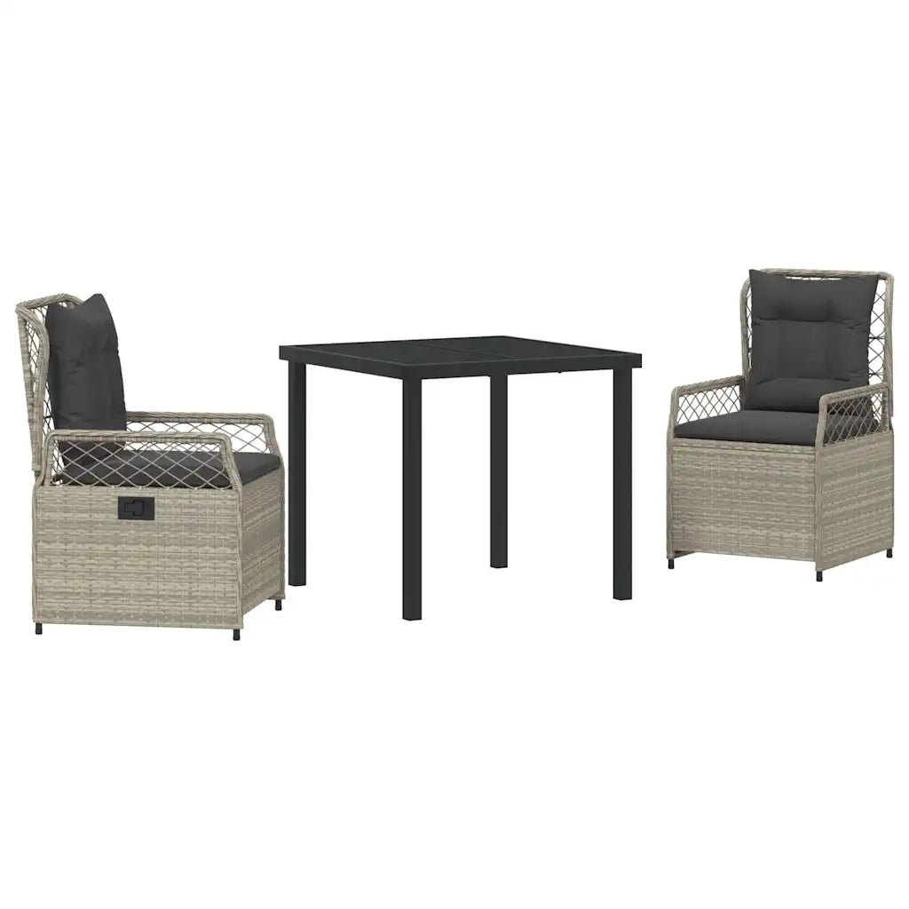 Set da Pranzo per Giardino 3 pcs Grigio chiaro polyrattan 3381016