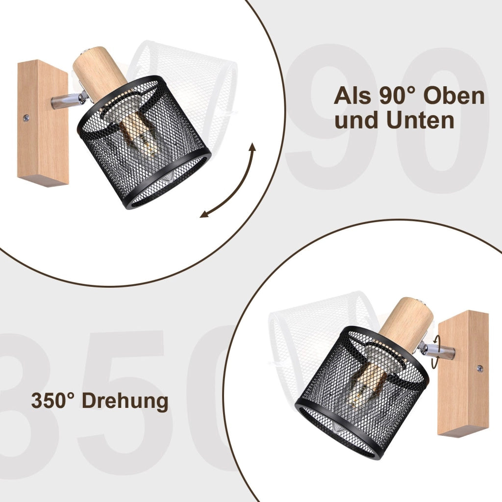 ZMH Faretto da soffitto 1 luce orientabile 350° aspetto legno per soggiorno