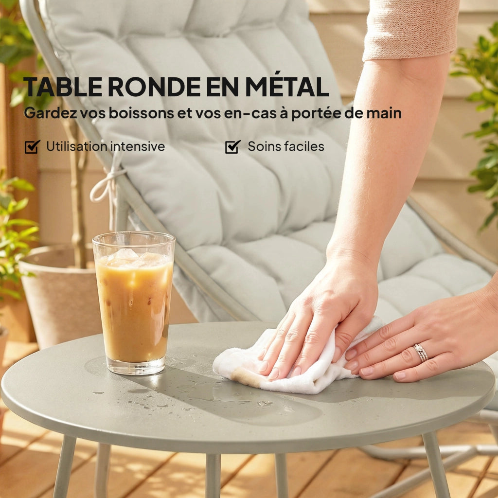 Tavolo da pranzo rotondo con sedie ¨C zephmum ¨C grigio chiaro, tessuto