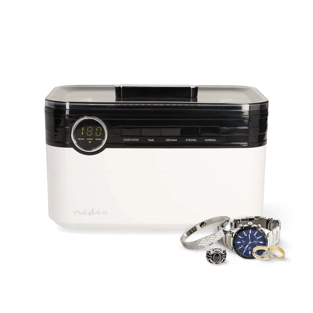 Pulitore Gioielli 1800 ml LED a ultrasuoni con Timer Bianco Nedis