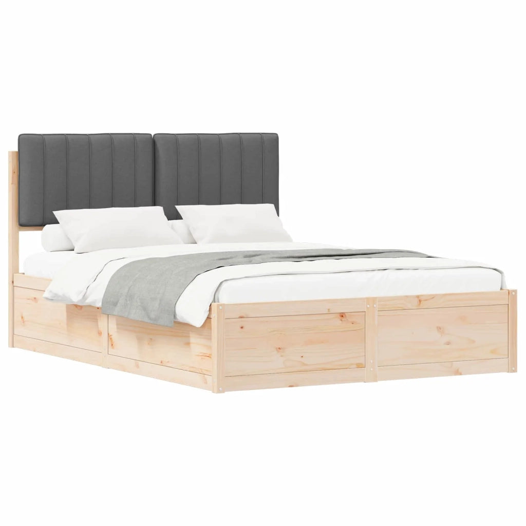 Letto con Testiera Rivestita Grigio scuro 140 x 190 cm