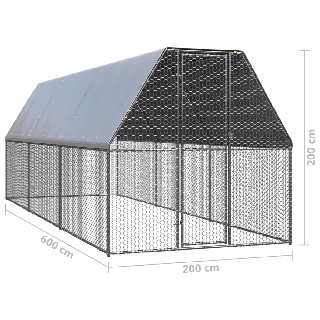 Pollaio da esterno 2 x 6 x 2 m in acciaio zincato con tetto impermeabile 02_0001690