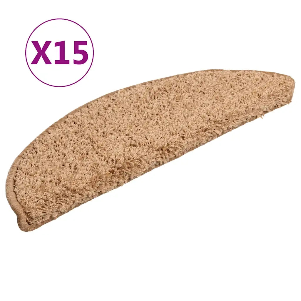 Tappetini per scale 15 pz 56x17x3 cm Beige Semicircolari 133894