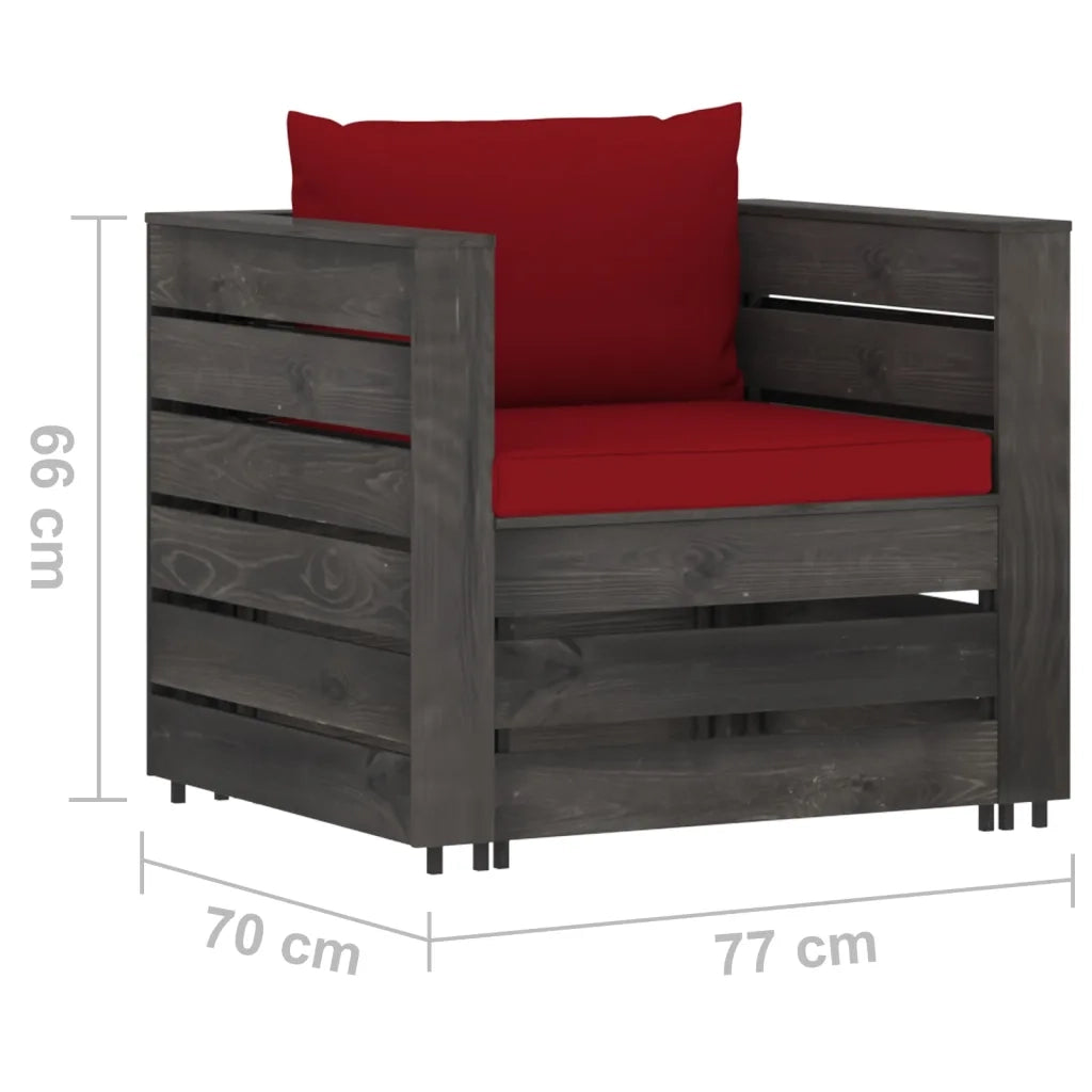 Set Salotto da Giardino 2pz con Cuscini Legno Impregnato Grigio 3068153