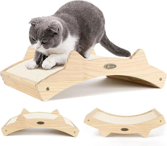 Sedia per gatti con struttura in legno 42x275x12 cm tappeto sisal riciclato per gatti