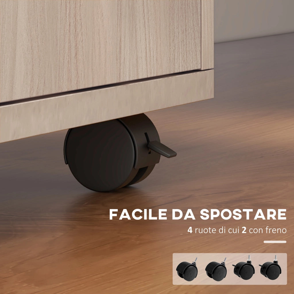 Cassettiera da Ufficio ¨C Zephmum ¨C Rovere Legno e Metallo 40x35x60 cm