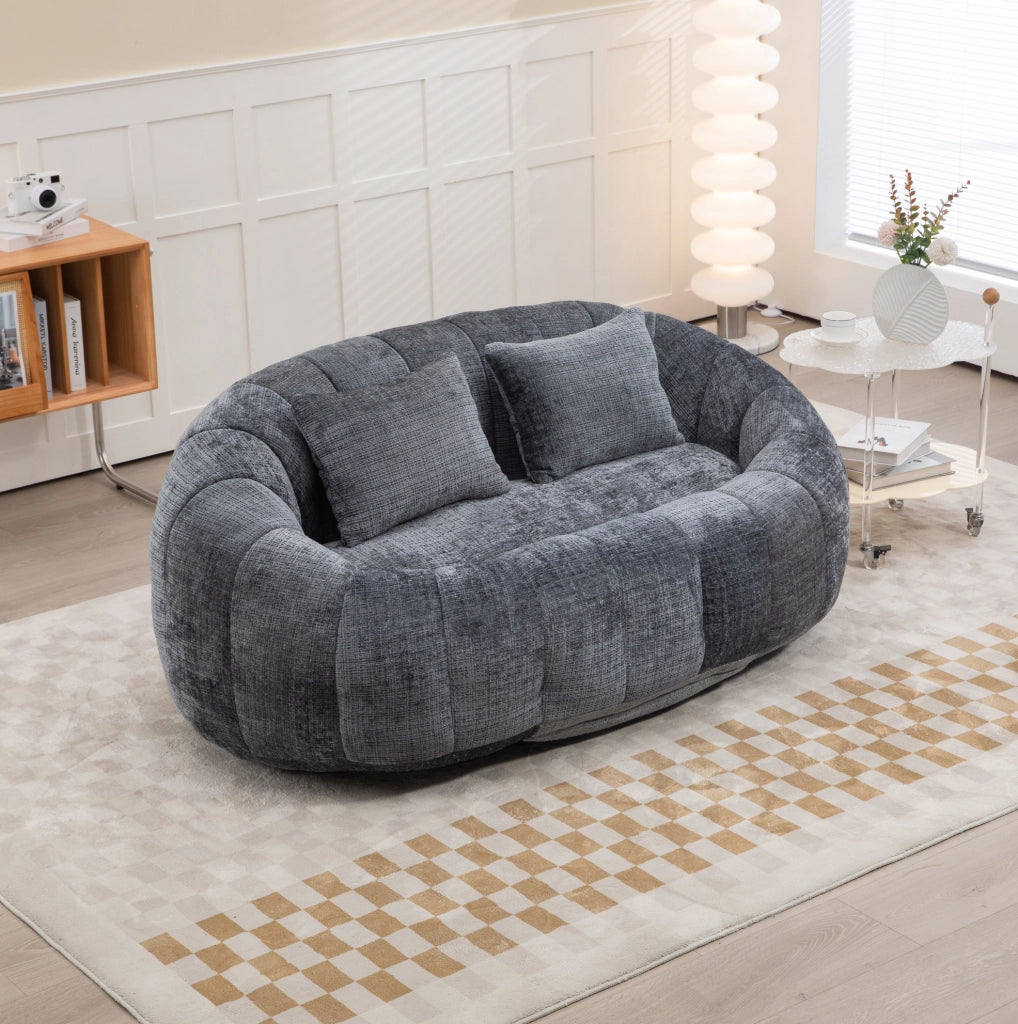 Poltrona lounge 144,93 x 95 x 62,99 cm grigia – senza montaggio, ciniglia e memory foam