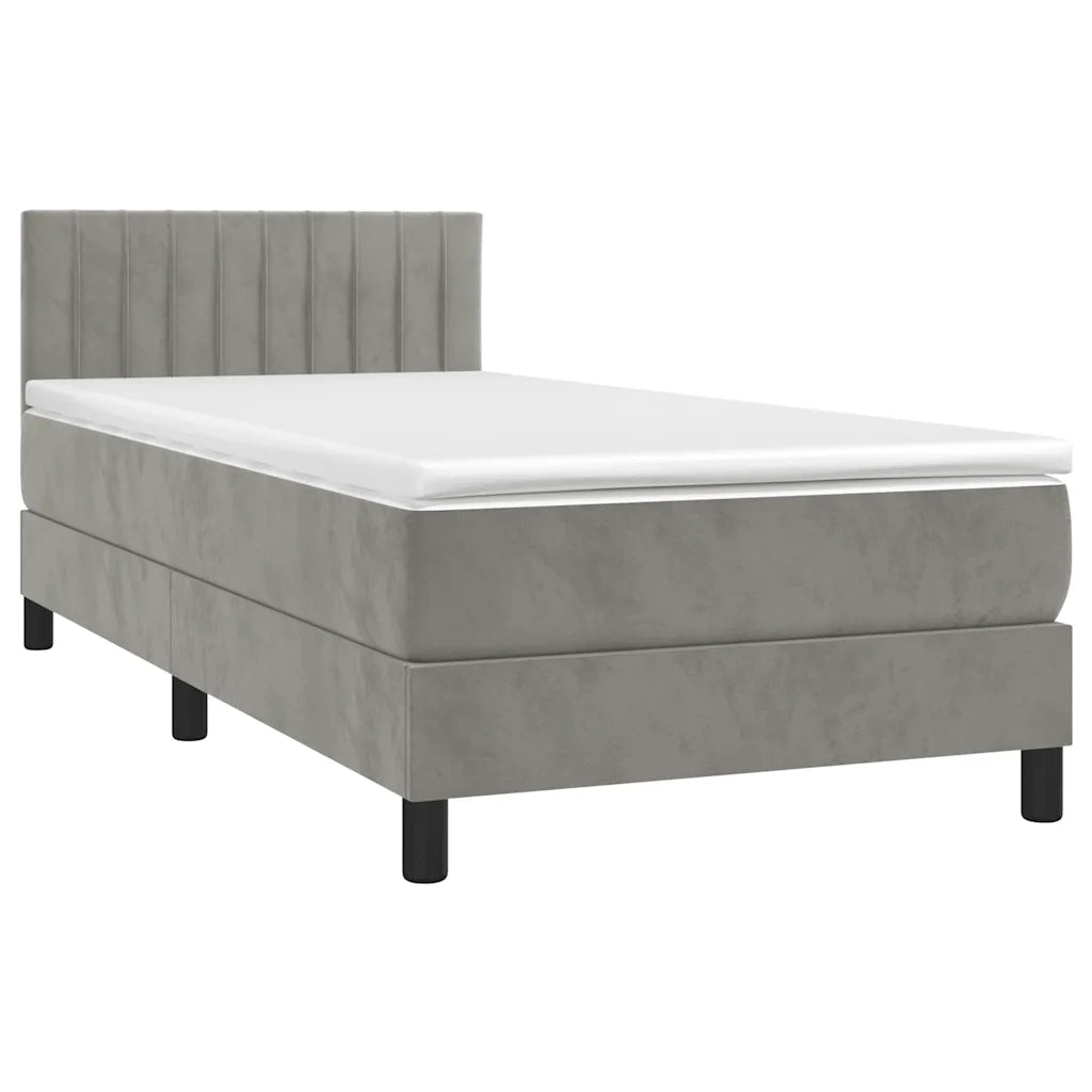 Giroletto a Molle con Materasso Grigio Chiaro 80x200 cm Velluto 3141389