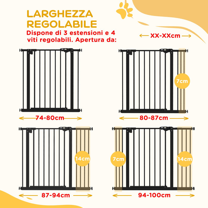 Cancellino per Cani Estensibile 74-100x77 cm in Metallo Nero