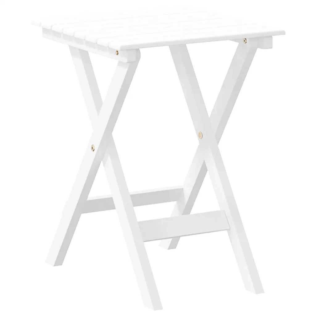 Tavolino da Giardino | Tavolino Laterale Pieghevole Bianco in Legno Massello di Pioppo