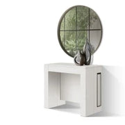 PAZZO DESIGN Tavolo Consolle Allungabile con porta prolunghe, Bianco Frassinato, Made in Italy, da 45 a 300 cm