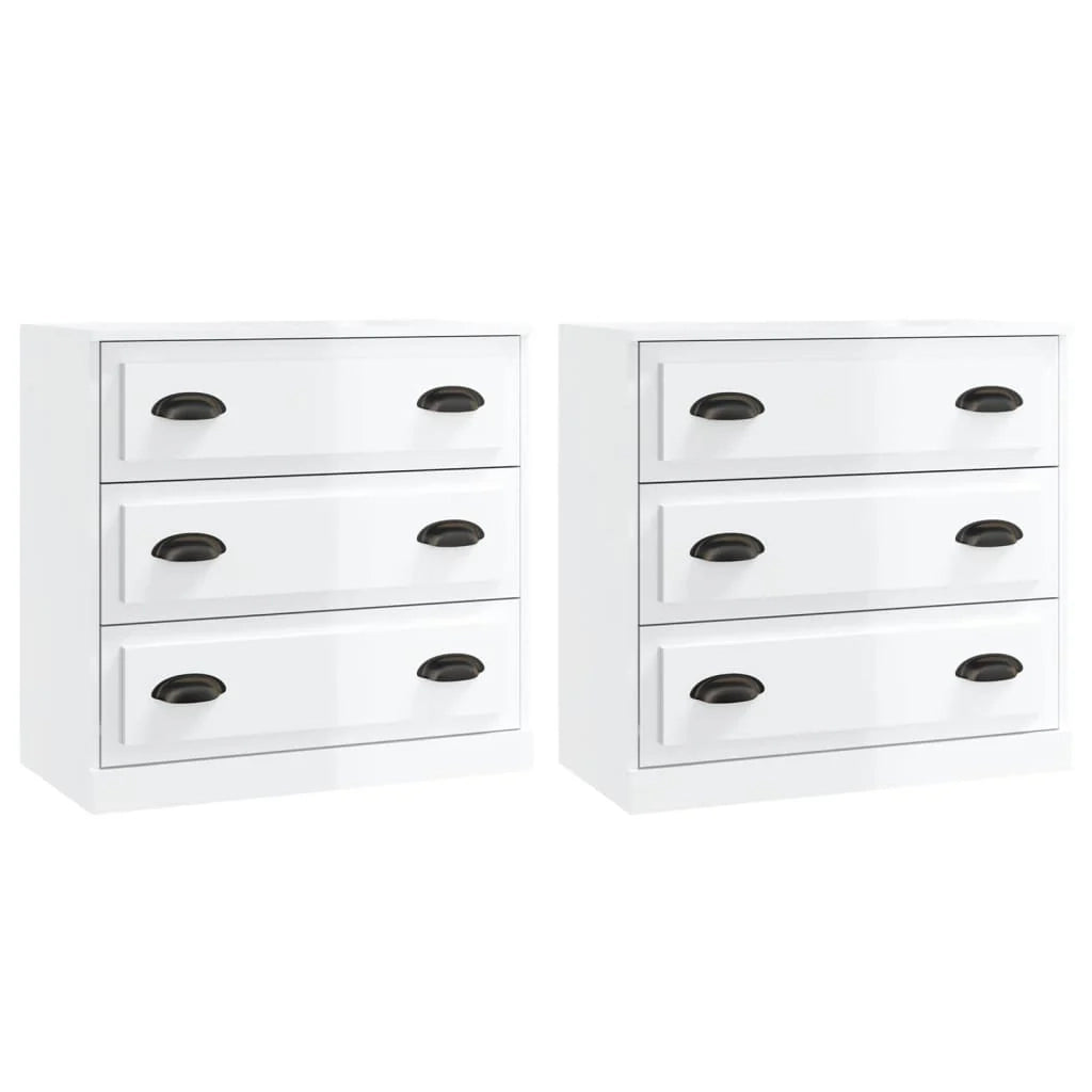 Buffet credenza cassettiera armadio mobile contenitore organizer per cucina soggiorno salotti set da 2 legno ingegnerizzato lucido bianco 02_0036719