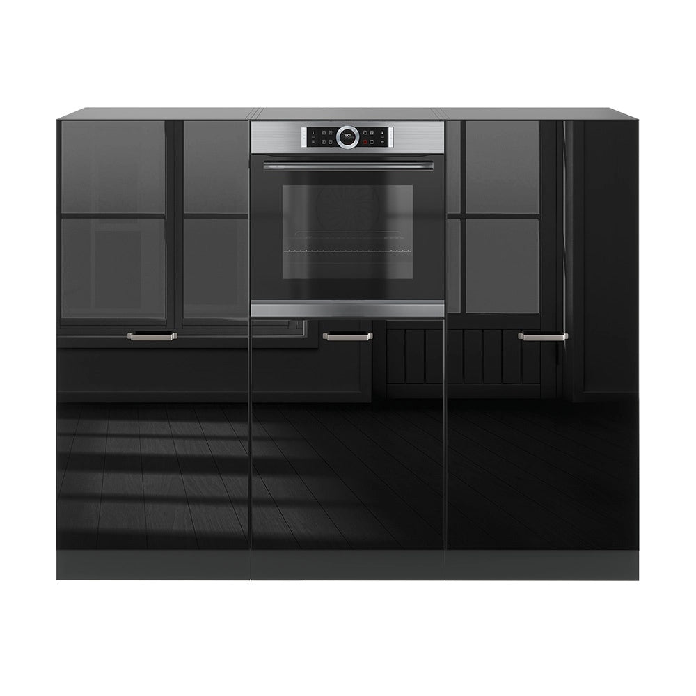Cucine componibili piccole R-Line Nero lucido/Antracite 180 cm senza piano di lavoro Vicco