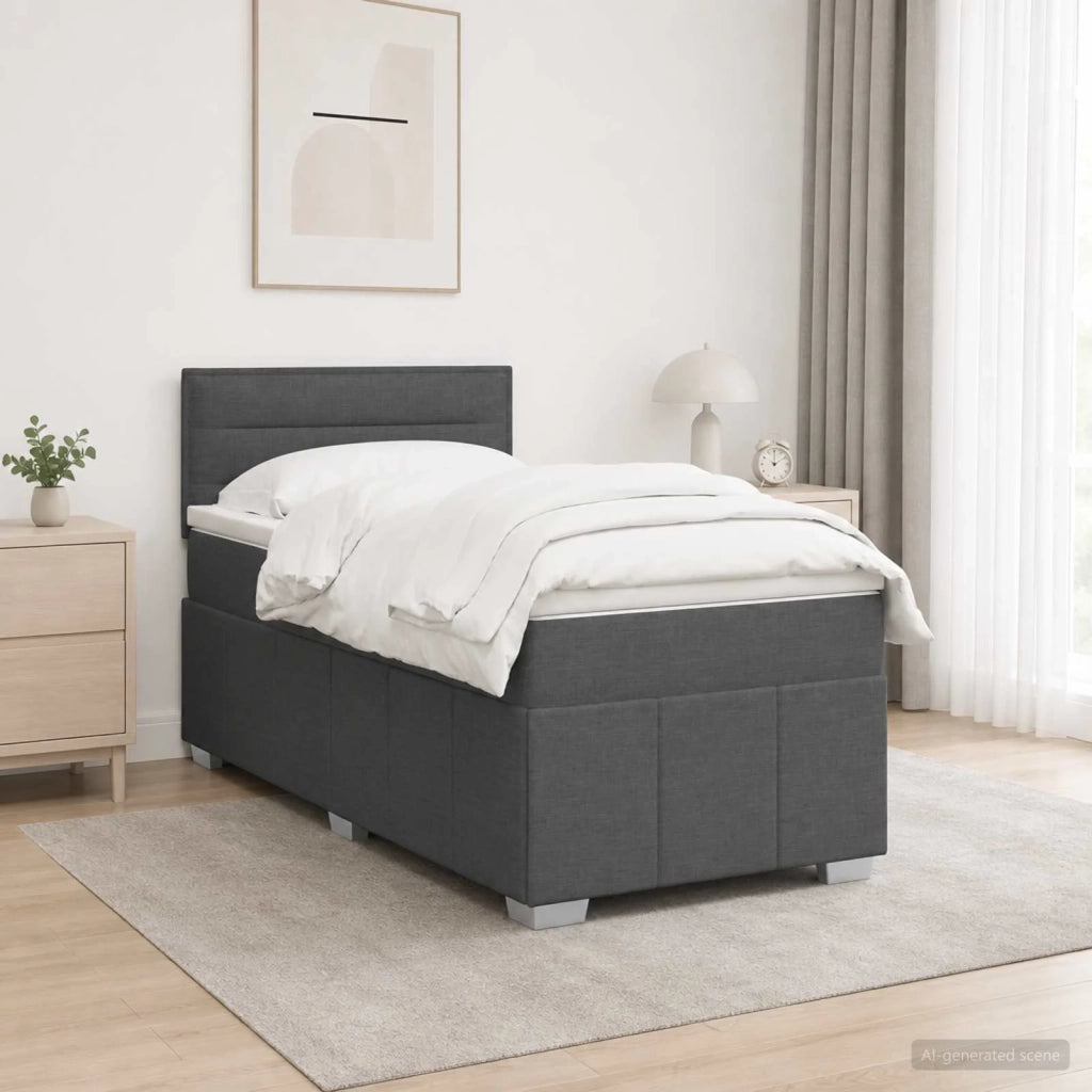 Letto box spring con materasso Grigio Scuro 80 x 200 cm Tessuto 3452538