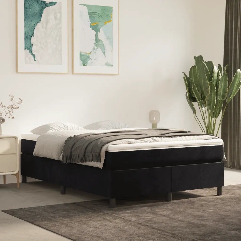 Struttura Letto a Rete a Molle Nero 140x190 cm in Velluto 3121116