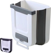 Cassetto per rifiuti - Cassetto per rifiuti appeso, pieghevole, da attaccare al muro, piccola cassetta per rifiuti compatta per cucina, bagno, toilette, soggiorno, contenitore per sacchi di spazzatura (con 1 gancio invisibile)