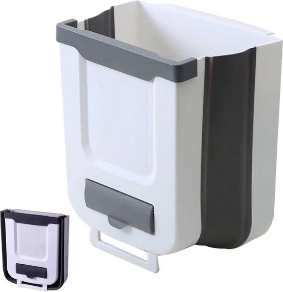 Cassetto per rifiuti - Cassetto per rifiuti appeso, pieghevole, da attaccare al muro, piccola cassetta per rifiuti compatta per cucina, bagno, toilette, soggiorno, contenitore per sacchi di spazzatura (con 1 gancio invisibile)