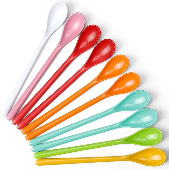 Lepel da Dessertto 10 Stuks - Lunghezza 18,5 cm - Materiali Resistenti al Colpo - Sicuri per il Lavastoviglie - Colorati - Resistenti alle Fratture