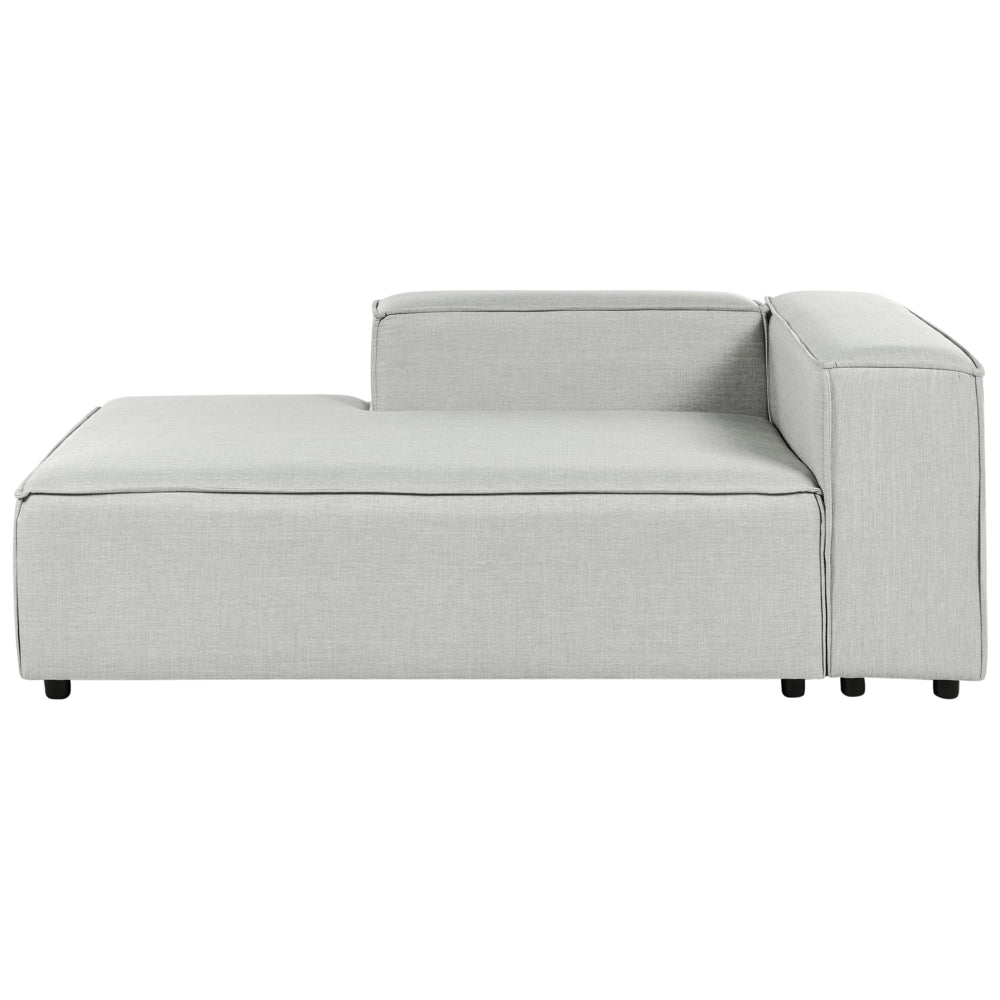 Chaise Lounge lato destro in rivestimento di lino di poliestere grigio soggiorno stile moderno
