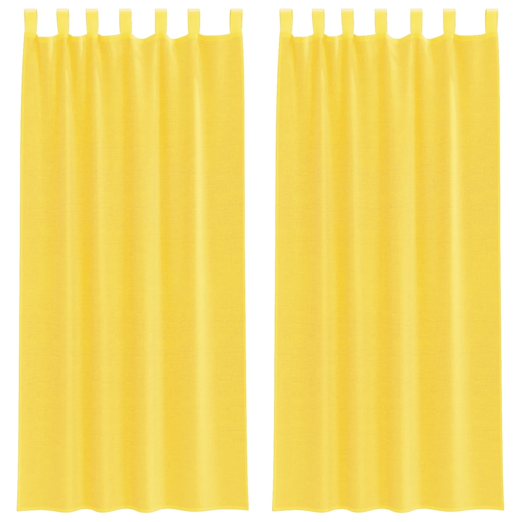 Tende in Voile con Passanti 2 pz Giallo 140x225 cm 4102318