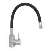 Miscelatore cucina spazzolato in acciaio inox con canna orientabile in silicone