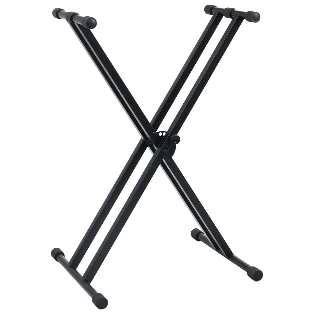 Set Supporto per Tastiera a Doppia Staffa con Sgabello Nero CFW1328249
