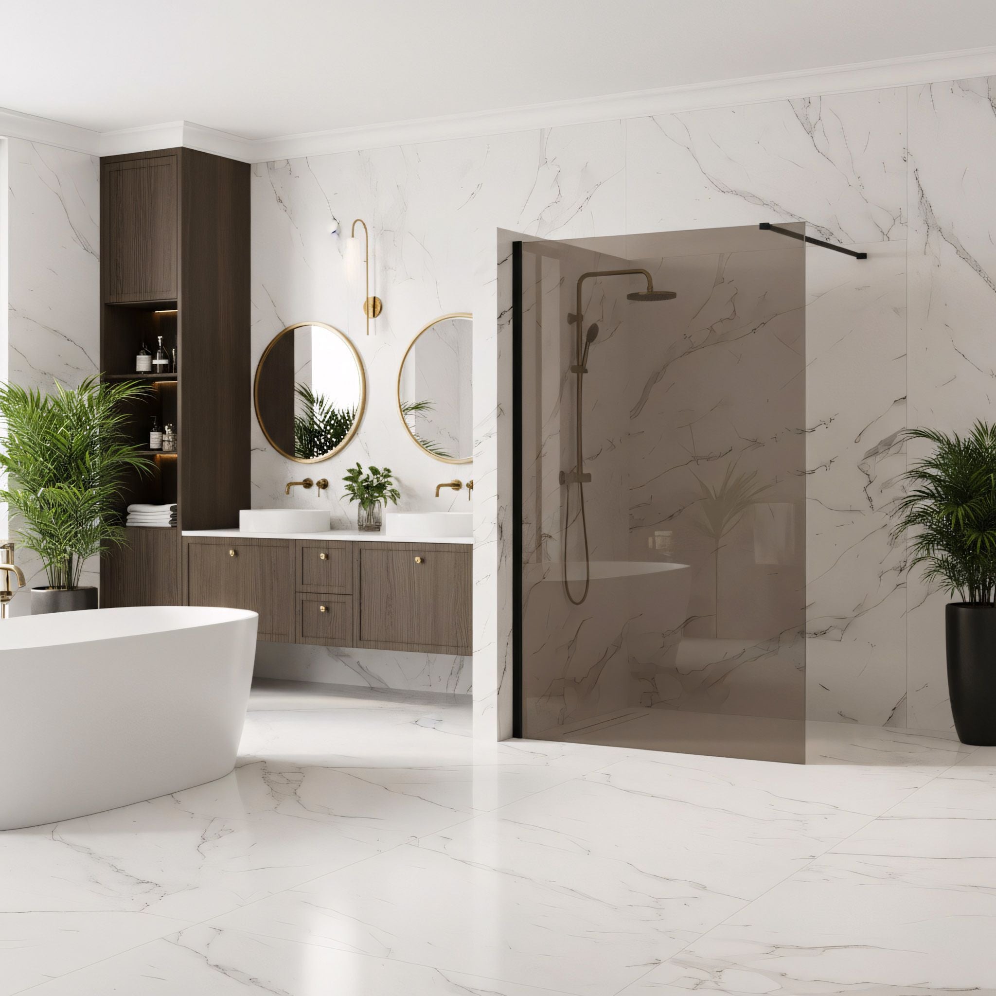 Parete Doccia Rea Flexi Brown / Black 90