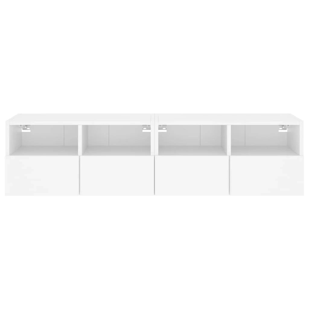 Mobile TV multimediale da parete mensola TV credenza TV per sala da pranzo soggiorno camera da letto 2 pezzi 60 x 30 x 30 cm legno ingegnerizzato bianco 02_0028924