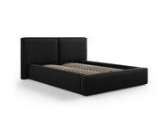 Cosmopolitan Design - Letto a cassettone con testiera doppia "Arendal" 140x200cm in tessuto strutturato nero 