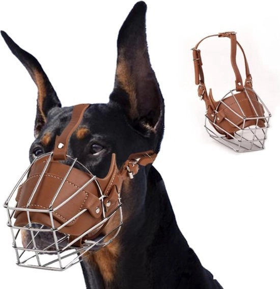 Collare per cani anti-abbaio anti-mordicante adattabile per cani di taglia media - misura M - lunghezza del muso 22-28 cm - circonferenza del collo 40-47 cm - prevenzione dei morsi e della sporcizia - colore marrone - 1 pezzo