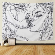 Tappeto da Parete Abstract Disegno di Schizzo per Camera da Letto e Sala da Pranzo - Tappeto Decorativo per Uomo e Donna - Dimensioni: 148 cm x 200 cm