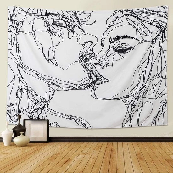 Tappeto da Parete Abstract Disegno di Schizzo per Camera da Letto e Sala da Pranzo - Tappeto Decorativo per Uomo e Donna - Dimensioni: 148 cm x 200 cm